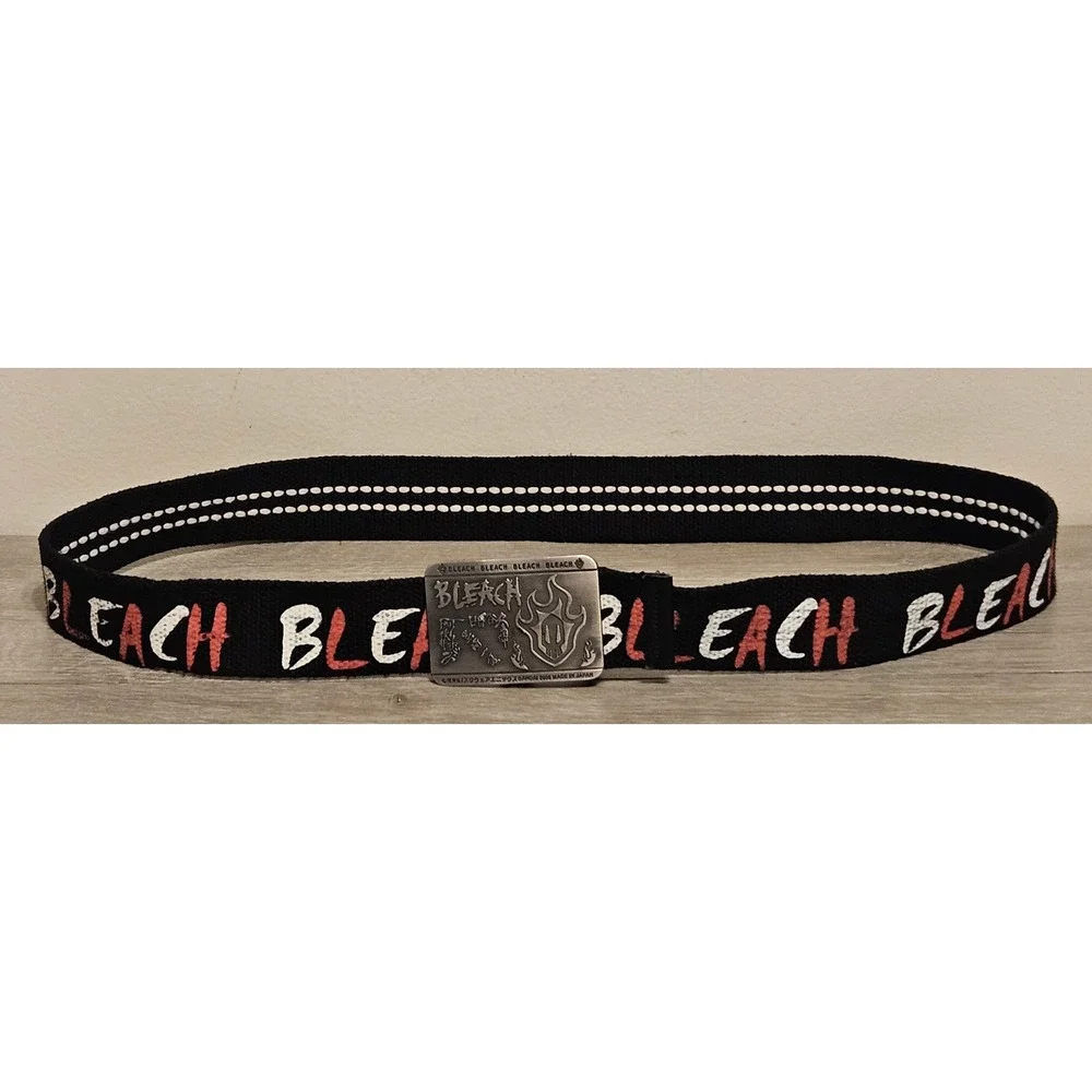 Vintage 2005 Anime Bleach Black Canvas Belt Made in Japan Bandai Measures 40x1.5